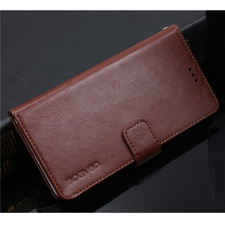 BOGVED Crazy Horse Wallet Leather Mobile Phone Cover Shell for Huawei P20 Pro - Brown-1
