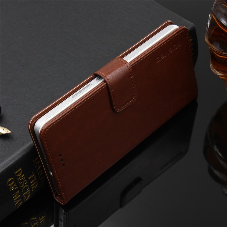 BOGVED Crazy Horse Wallet Leather Mobile Phone Cover Shell for Huawei P20 Pro - Brown-3