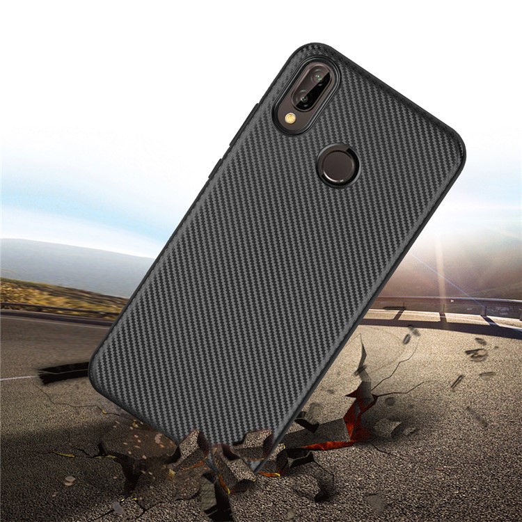 Carbon Fiber Texture TPU Mobile Phone Case for Huawei P20 Lite / Nova 3e - Black-2