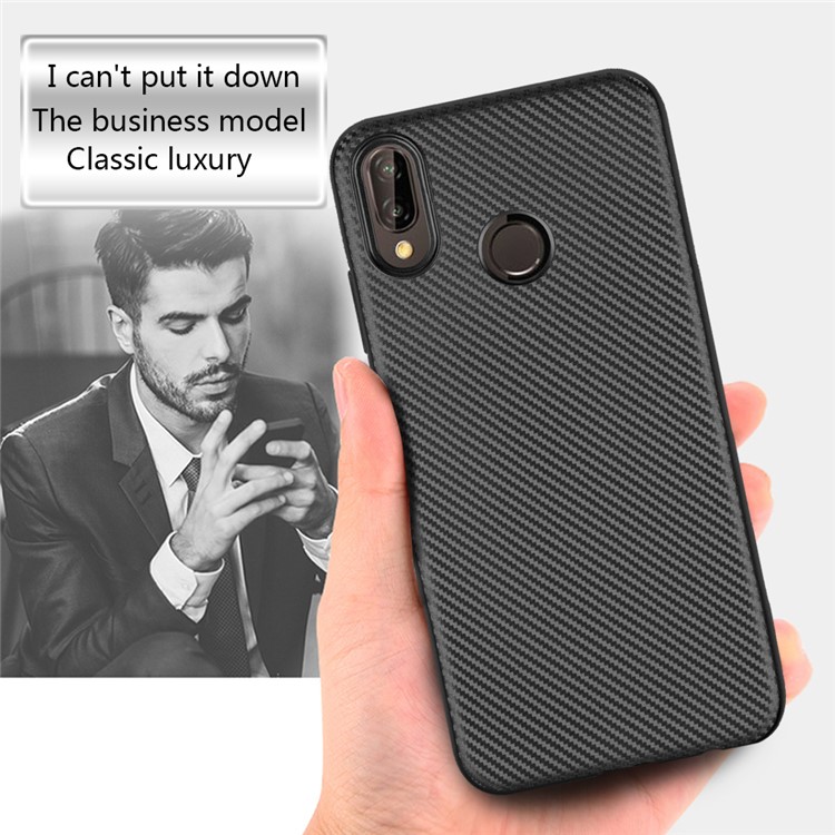 Carbon Fiber Texture TPU Mobile Phone Case for Huawei P20 Lite / Nova 3e - Black-5