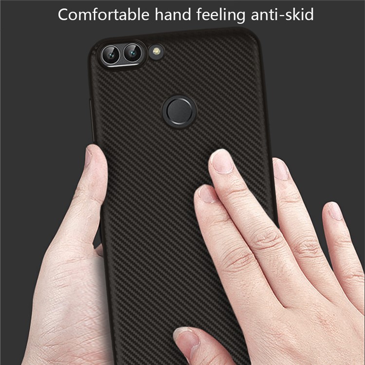 Carbon Fiber Texture Soft TPU Back Mobile Cover for Huawei P Smart/Enjoy 7S - Black-2