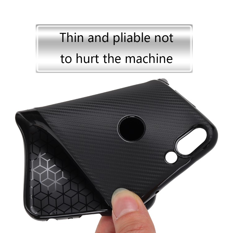Carbon Fiber Texture Soft TPU Back Mobile Cover for Huawei P Smart/Enjoy 7S - Black-5