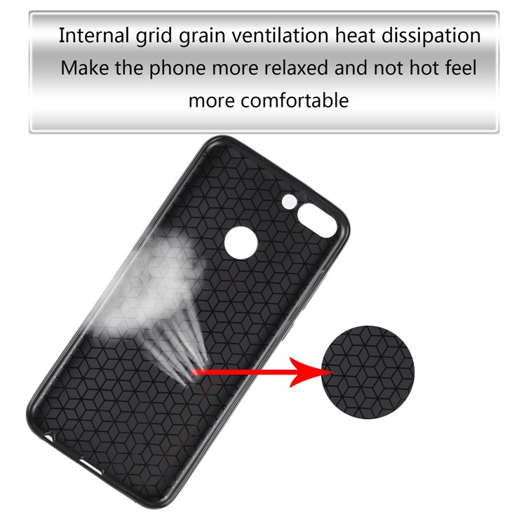 Carbon Fiber Texture Soft TPU Back Mobile Cover for Huawei P Smart/Enjoy 7S - Black-6