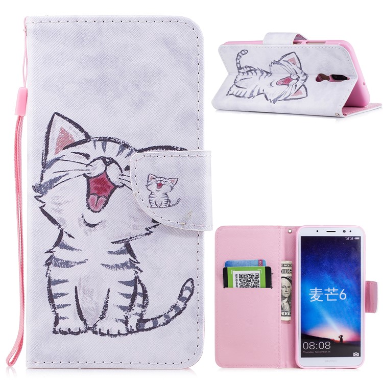 Pattern Printing Wallet Leather Case for Huawei Mate 10 Lite/nova 2i/Maimang 6/Honor 9i (India) - Cat-1