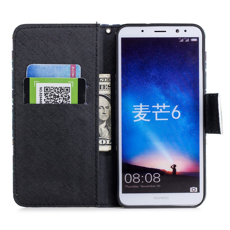 Pattern Printing Wallet Leather Cell Phone Cover for Huawei Mate 10 Lite/nova 2i/Maimang 6/Honor 9i (India) - Banana Tree-6