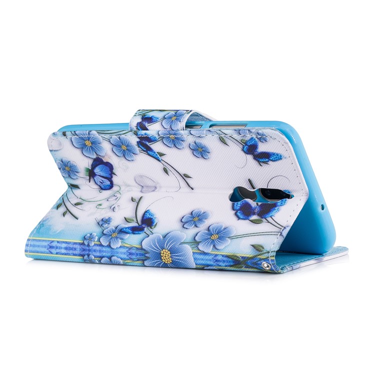 Pattern Printing Wallet Leather Case with Strap for Huawei Mate 10 Lite/nova 2i/Maimang 6/Honor 9i (India) - Blue Flower-3