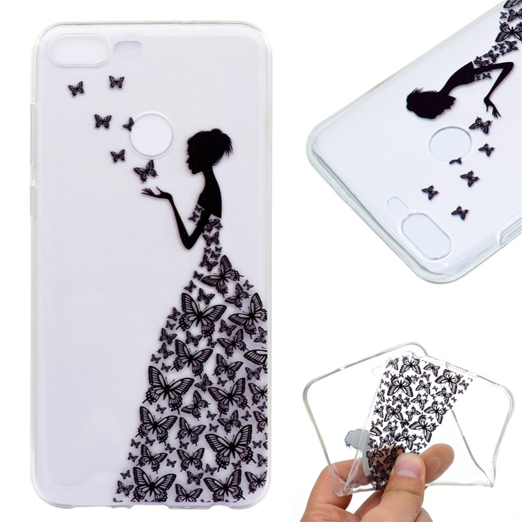 Pattern Printing TPU Mobile Cover for Huawei Honor 9 Lite / Youth Edition - Butterfly Girl-1