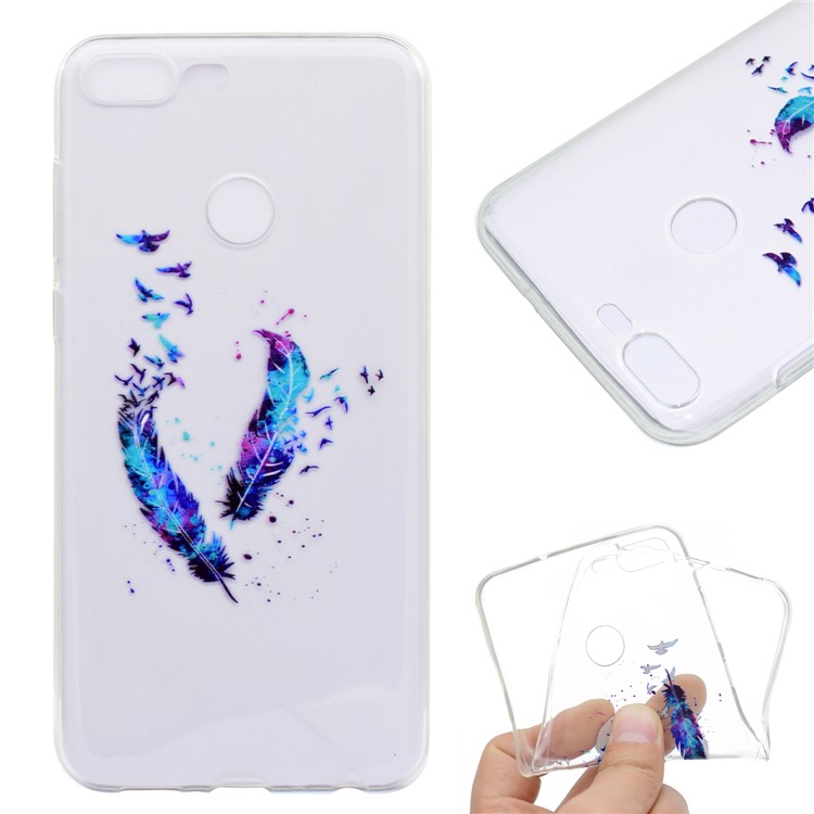Pattern Printing TPU Protective Case for Huawei Honor 9 Lite / Youth Edition - Feather and Bird-1