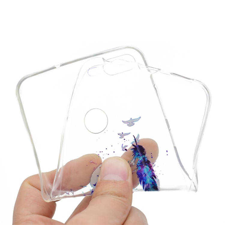 Pattern Printing TPU Protective Case for Huawei Honor 9 Lite / Youth Edition - Feather and Bird-5