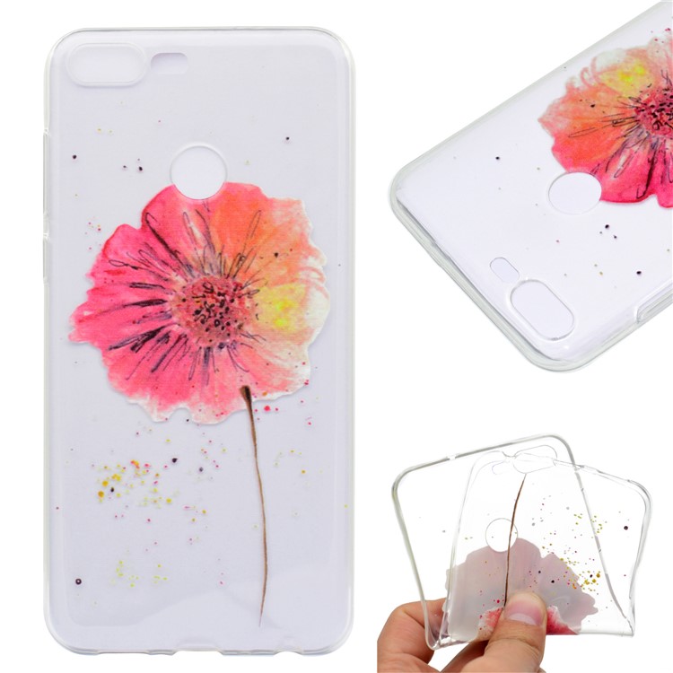 Pattern Printing TPU Protective Shell for Huawei Honor 9 Lite / Youth Edition - Red Flower-1