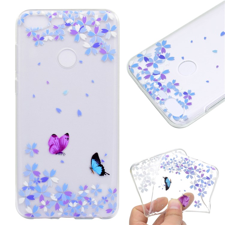 Pattern Printing TPU Protection Casing for Huawei Honor 9 Lite / Youth Edition - Butterfly and Flower-1