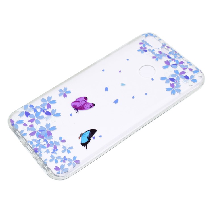 Pattern Printing TPU Protection Casing for Huawei Honor 9 Lite / Youth Edition - Butterfly and Flower-3