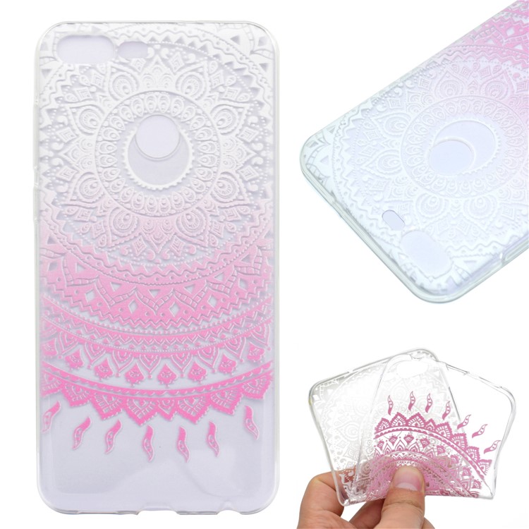 Pattern Printing TPU Gel Back Case for Huawei Honor 9 Lite / Youth Edition - Pink Mandala-1