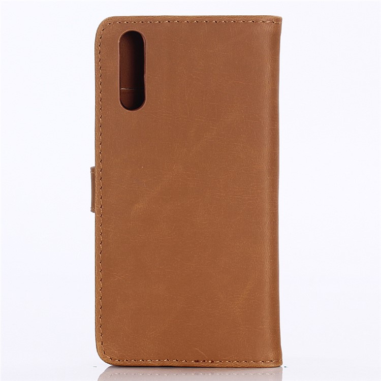 Crazy Horse Texture Retro Style Leather Wallet Stand Phone Shell for Huawei P20 - Brown-2