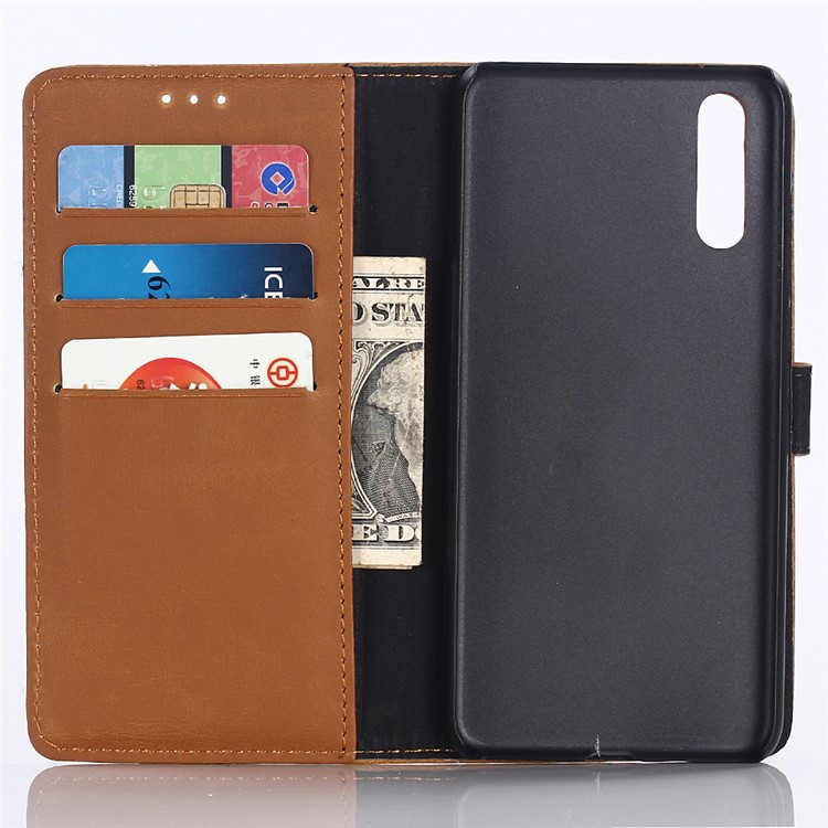 Crazy Horse Texture Retro Style Leather Wallet Stand Phone Shell for Huawei P20 - Brown-3