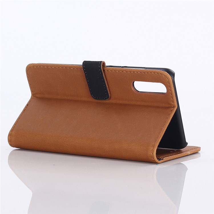 Crazy Horse Texture Retro Style Leather Wallet Stand Phone Shell for Huawei P20 - Brown-4