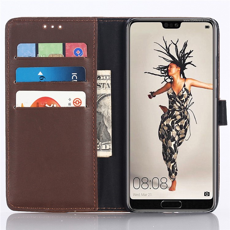 Crazy Horse Texture Retro Style Wallet Leather Mobile Case for Huawei P20 - Coffee-8