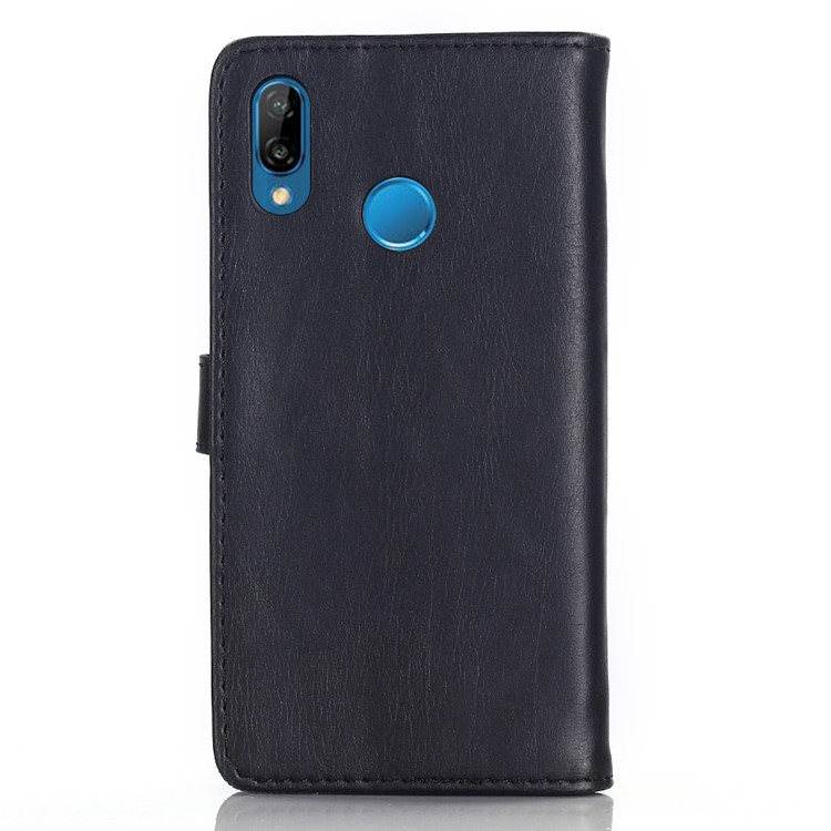 Lederner Mappen-Standplatzfall Der Verrückten Pferdebeschaffenheits-Retrostil Für Huawei P20 Lite / Nova 3e (China) - Schwarz-6