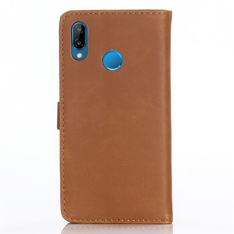 Guscio Di Copertina Folio In Pelle Stile Cavallo Pazzo Retrò Per Huawei P20 Lite / Nova 3e (cina) - Marrone-7