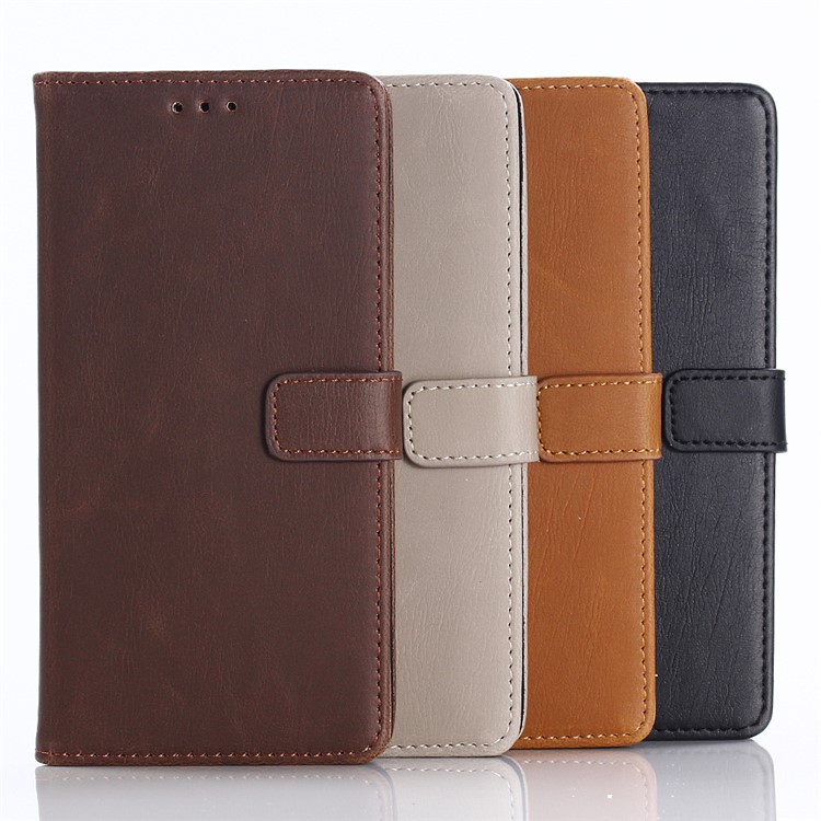 Cavalo Louco Textura Estilo Retro Carteira De Couro Stand Case Para Huawei P Inteligente / Desfrutar 7s / Nova Lite 2 - Preto-10