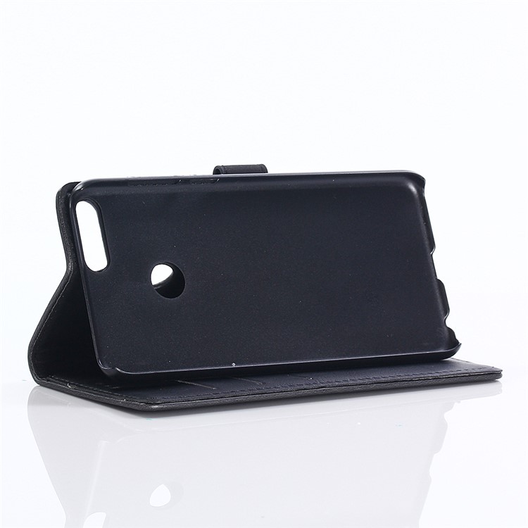 Cavalo Louco Textura Estilo Retro Carteira De Couro Stand Case Para Huawei P Inteligente / Desfrutar 7s / Nova Lite 2 - Preto-6