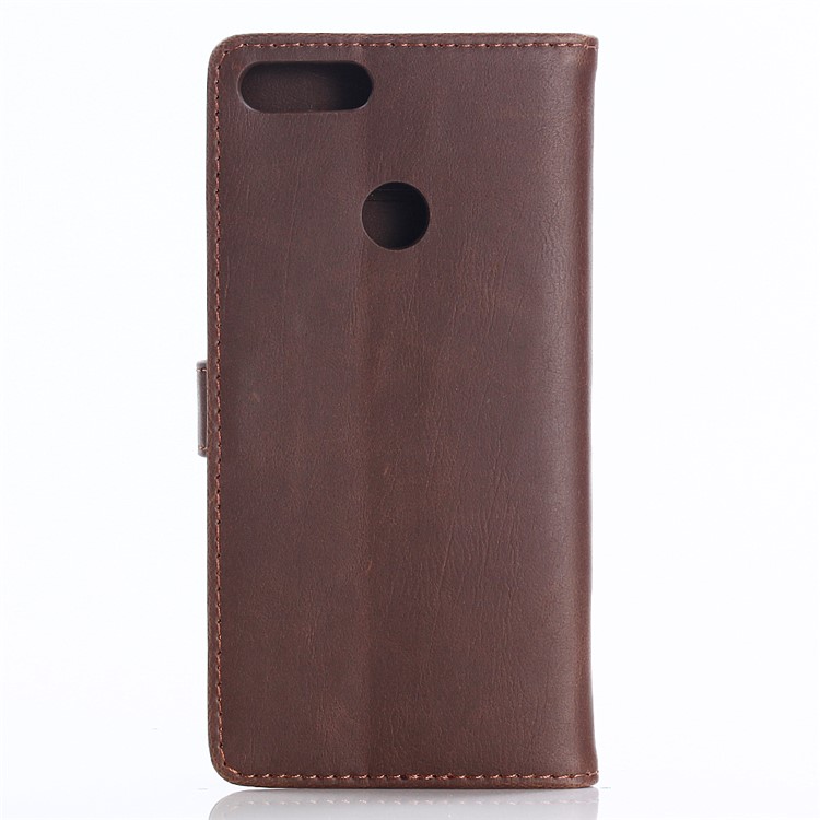 Crazy Horse Texture Retro Style Leather Stand Cover Para Huawei P Smart/ Disfrute 7s/ Nova Lite 2 - Café