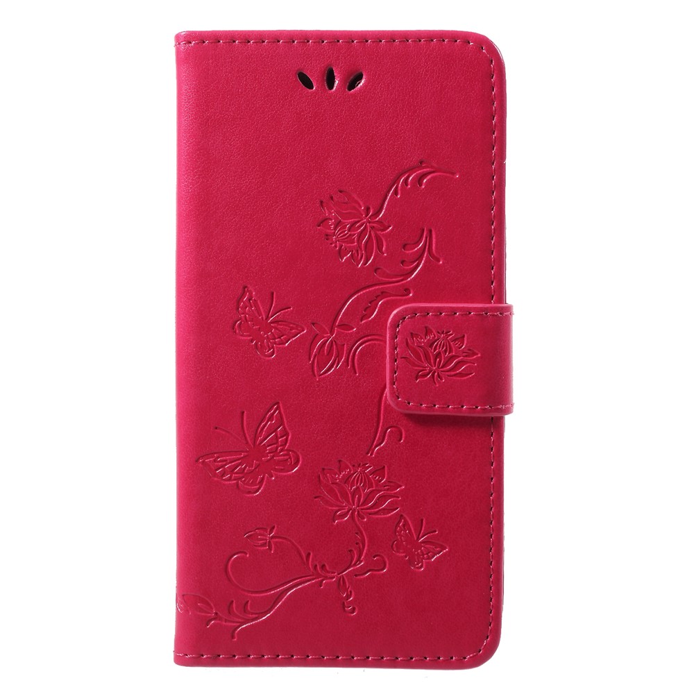Estojo De Couro De Suporte De Carteira De Flor De Borboleta De Impressão Para Huawei P20 Lite / Nova 3e - Rosa-3