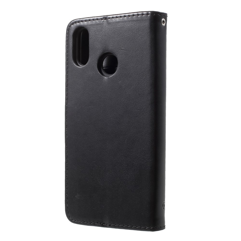 Impressão da Capa de Couro da Carteira de Flor de Borboleta Para Huawei P20 Lite / Nova 3e - Preto