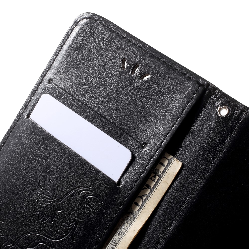 Imprint Butterfly Flower Wallet Leather Cover for Huawei P20 Lite / Nova 3e - Black-6