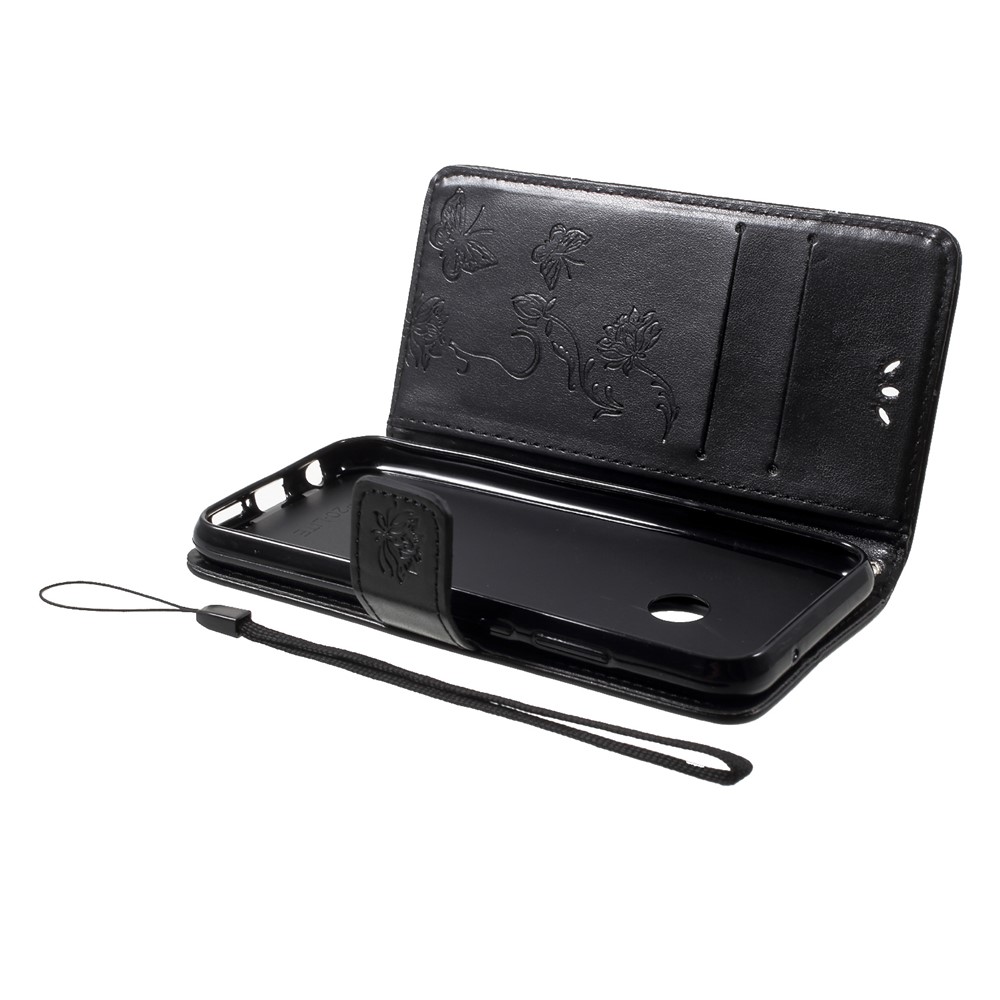 Imprint Butterfly Flower Wallet Leather Cover for Huawei P20 Lite / Nova 3e - Black-7