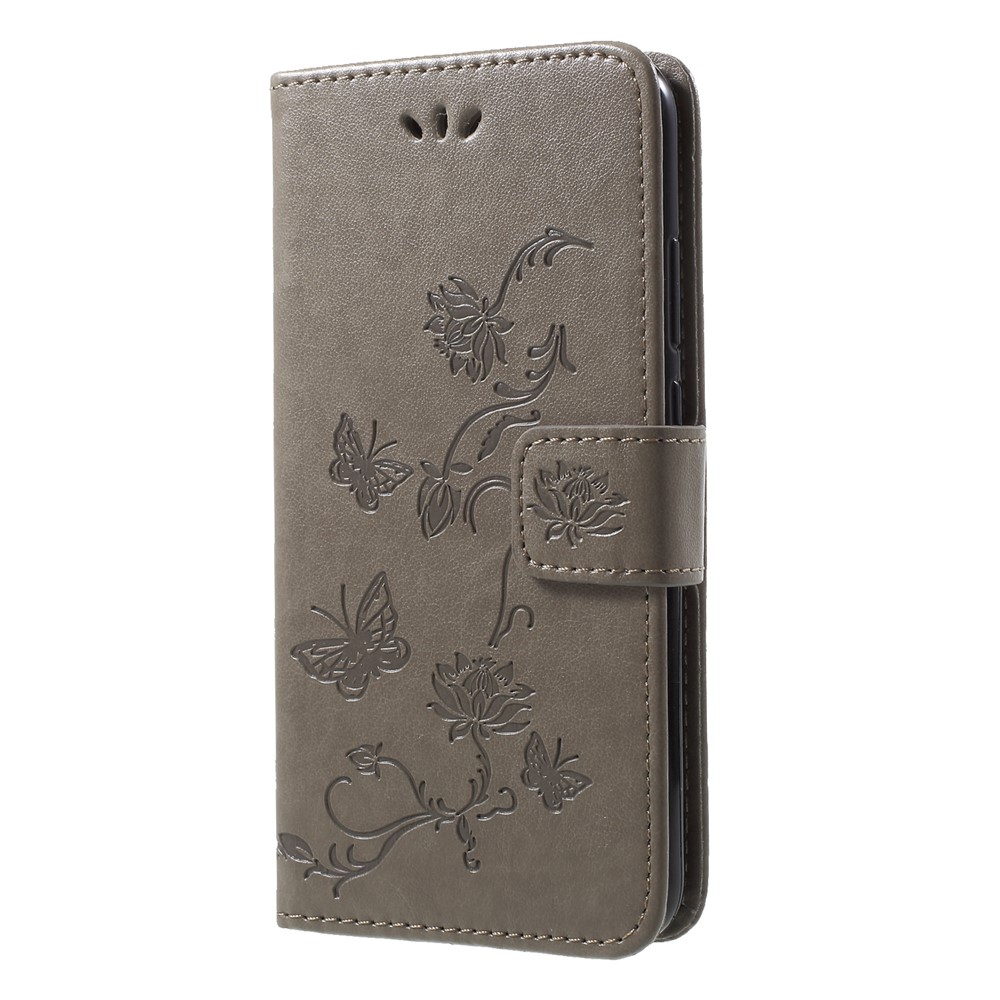 Impronta Farfalla Fiore Stand Portafoglio In Pelle Shell Per Huawei P20 Lite / Nova 3e - Grigio-3