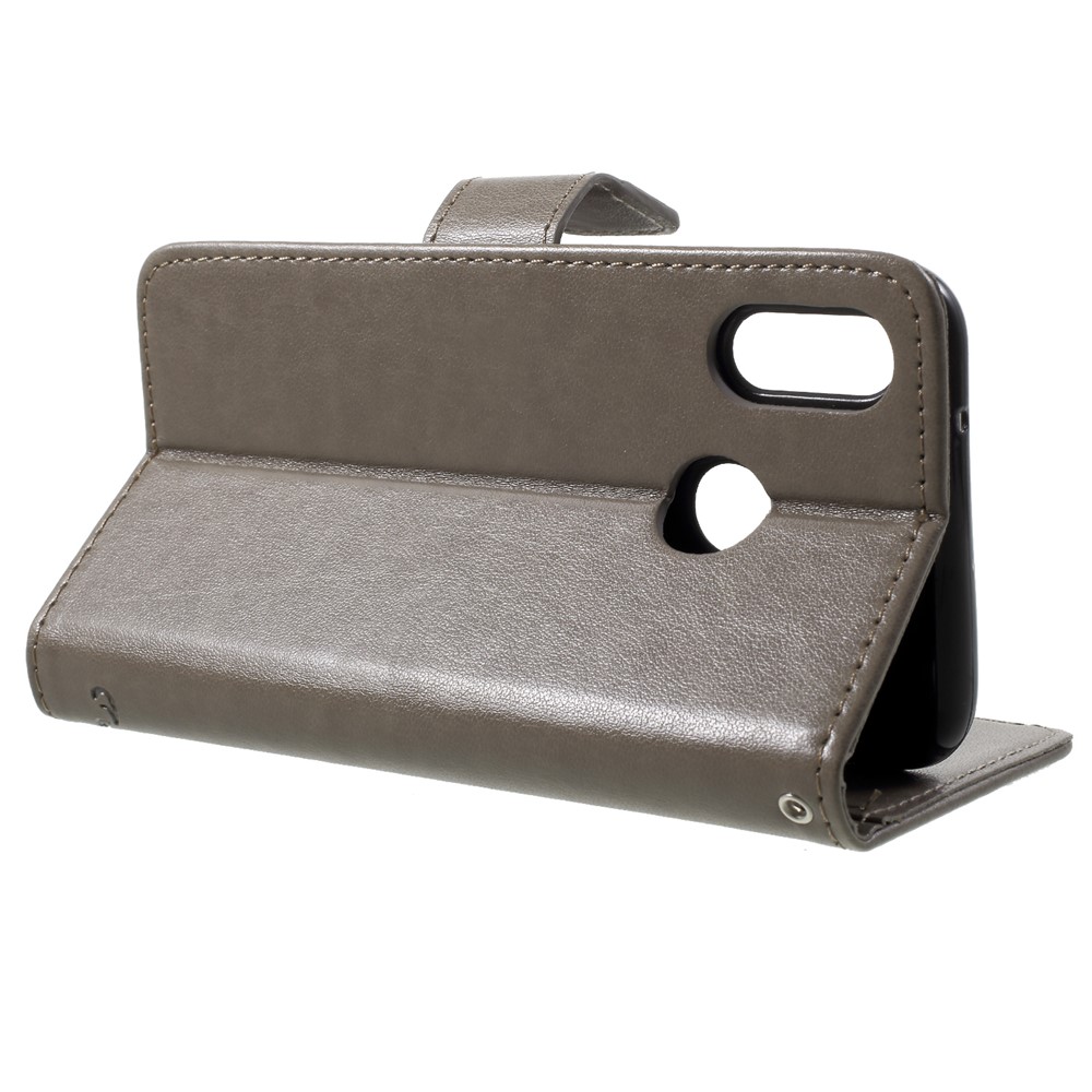 Impronta Farfalla Fiore Stand Portafoglio In Pelle Shell Per Huawei P20 Lite / Nova 3e - Grigio-4