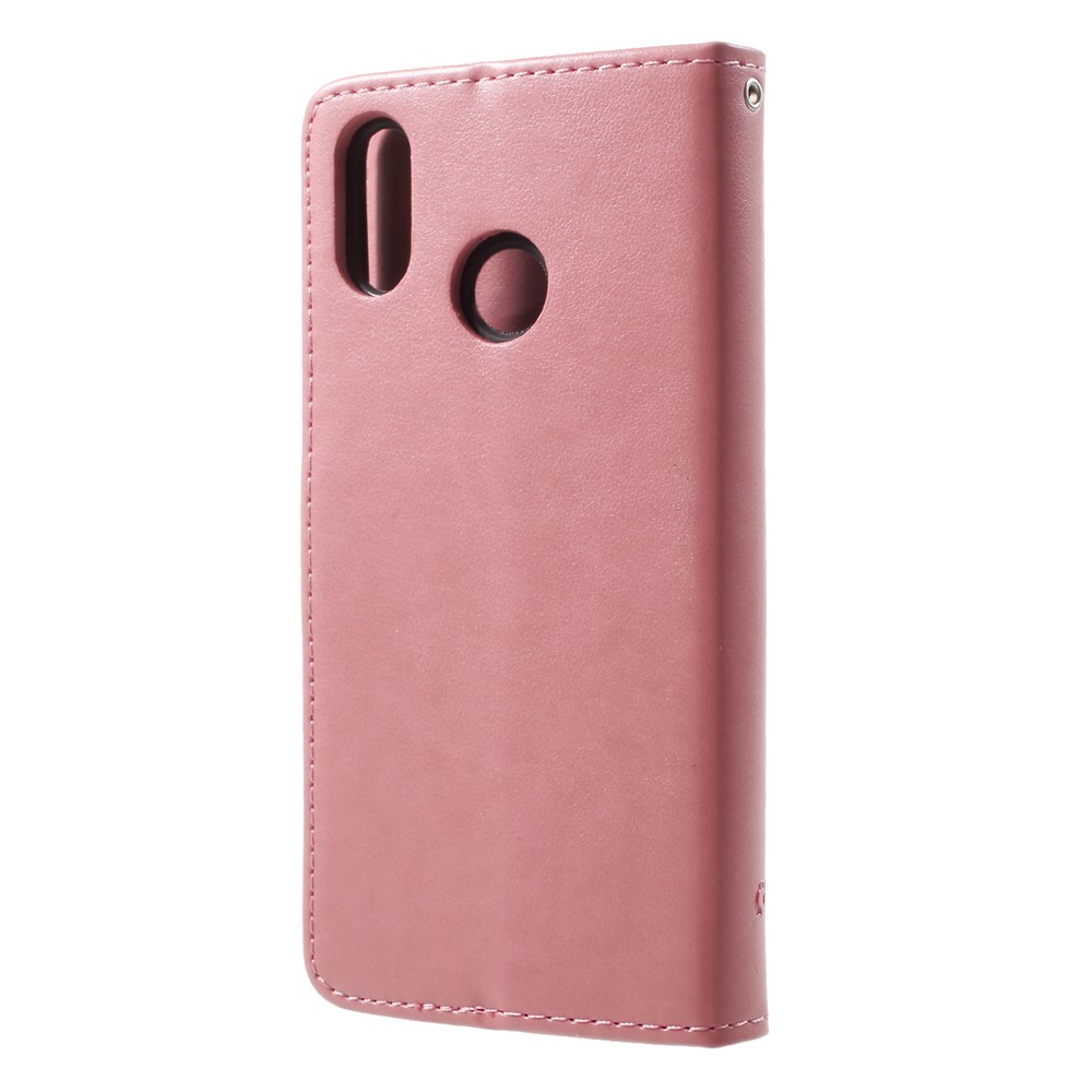 Impressão Flor Borboleta Folio Flip PU Carteira De Couro Carteira De Telefone Para Huawei P20 Lite / Nova 3e - Rosa-2