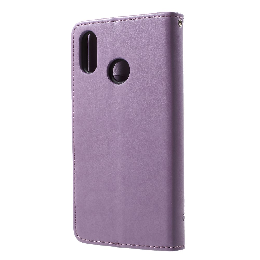 Imprint Butterfly Flower PU Leather Protection Cover Shell with Card Slots for Huawei P20 Lite / Nova 3e - Light Purple-2