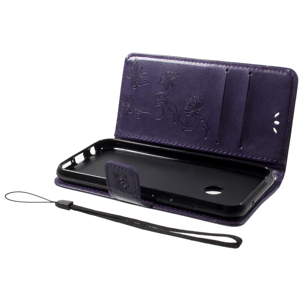 Imprint Butterfly Flower Leather Card Holder Case Cover for Huawei P20 Lite / Nova 3e - Dark Purple-5