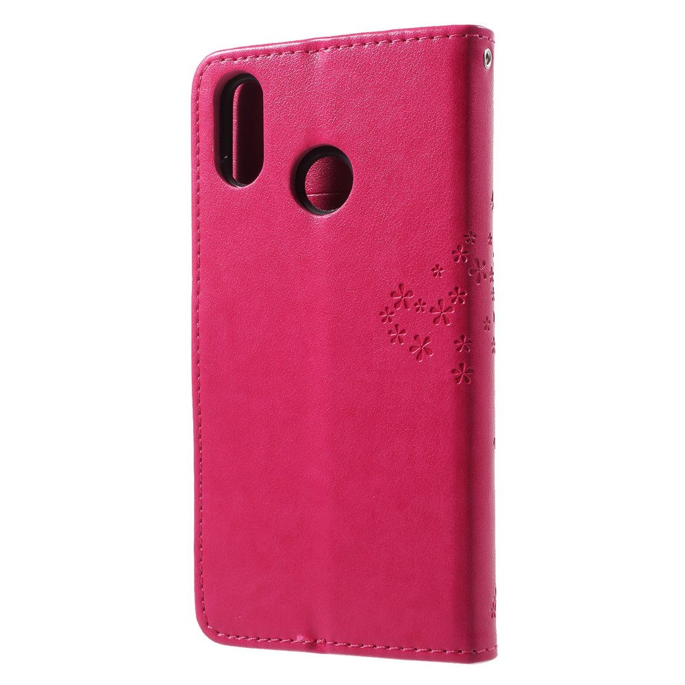 Imprint Tree Owl Pattern Wallet Stand Leather Case for Huawei P20 Lite / Nova 3e - Rose-2