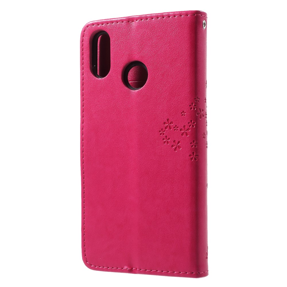 Imprimer Tree Chowl Match Portefeuille Étui en Cuir Pour Huawei P20 Lite / Nova 3e - Rose