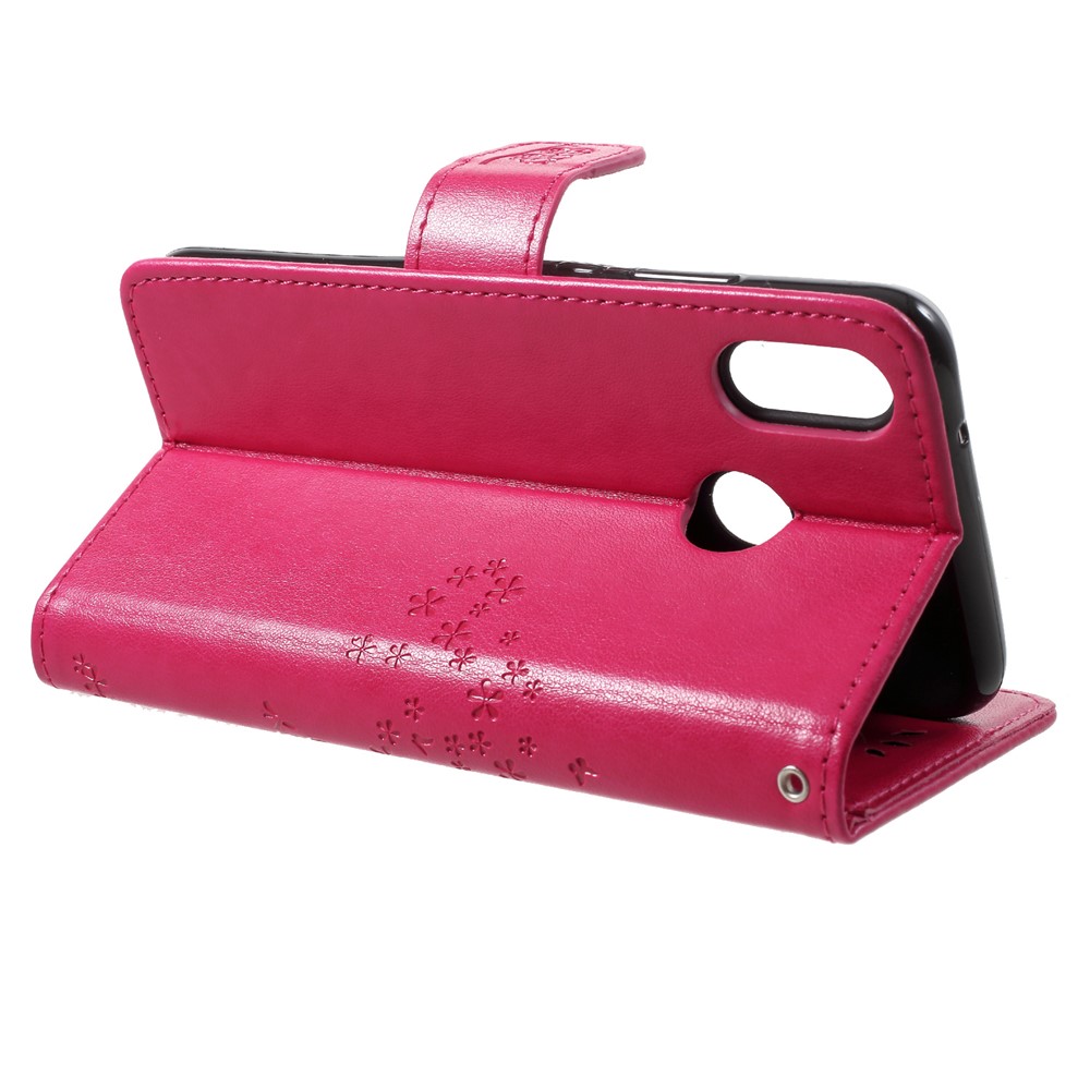 Imprint Tree Owl Pattern Wallet Stand Leather Case for Huawei P20 Lite / Nova 3e - Rose-4