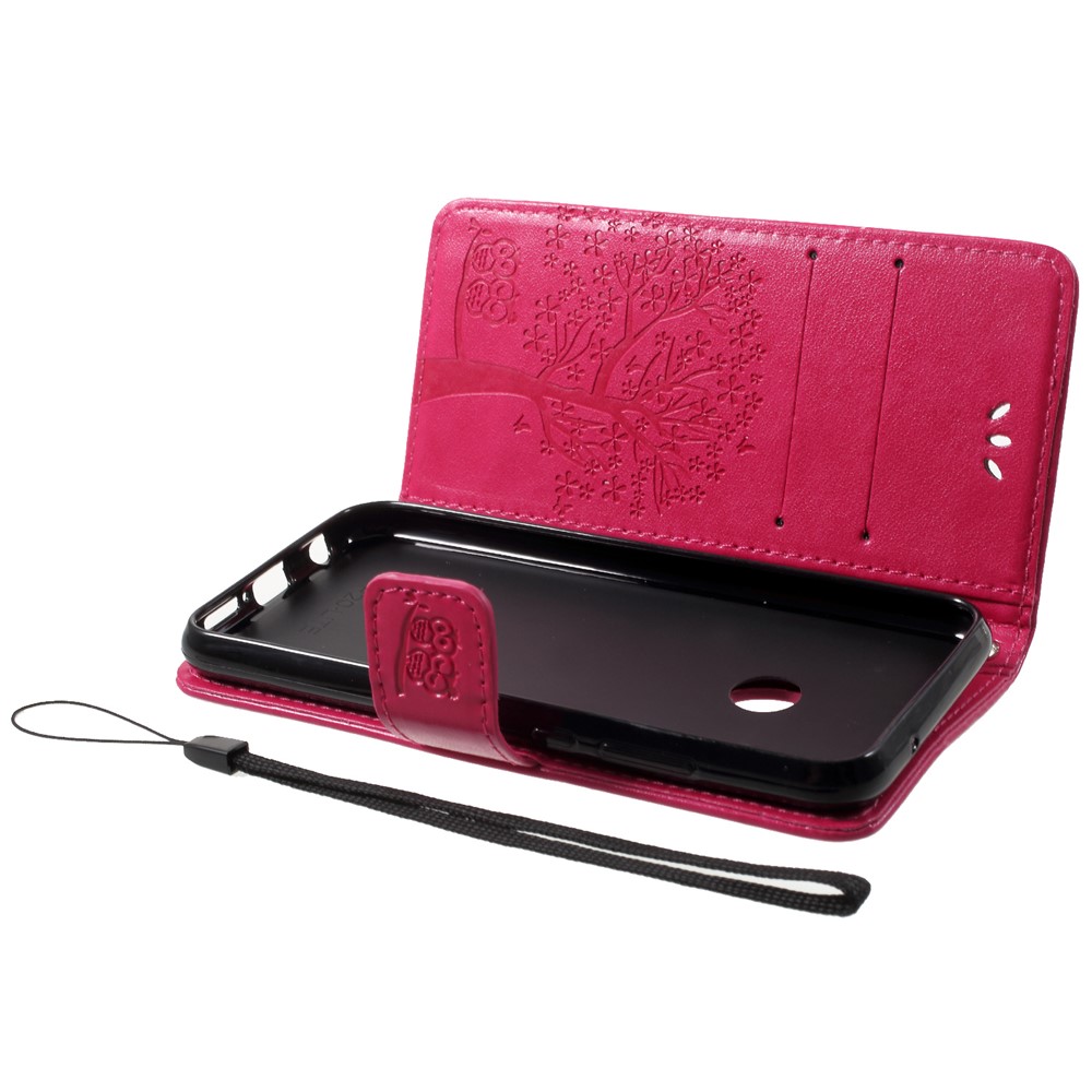 Imprint Tree Owl Pattern Wallet Stand Leather Case for Huawei P20 Lite / Nova 3e - Rose-5