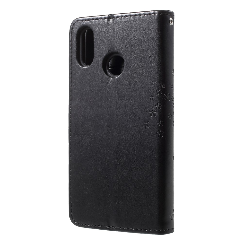 Imprint Tree Owl Pattern Wallet Stand Leather Cover for Huawei P20 Lite / Nova 3e - Black-2