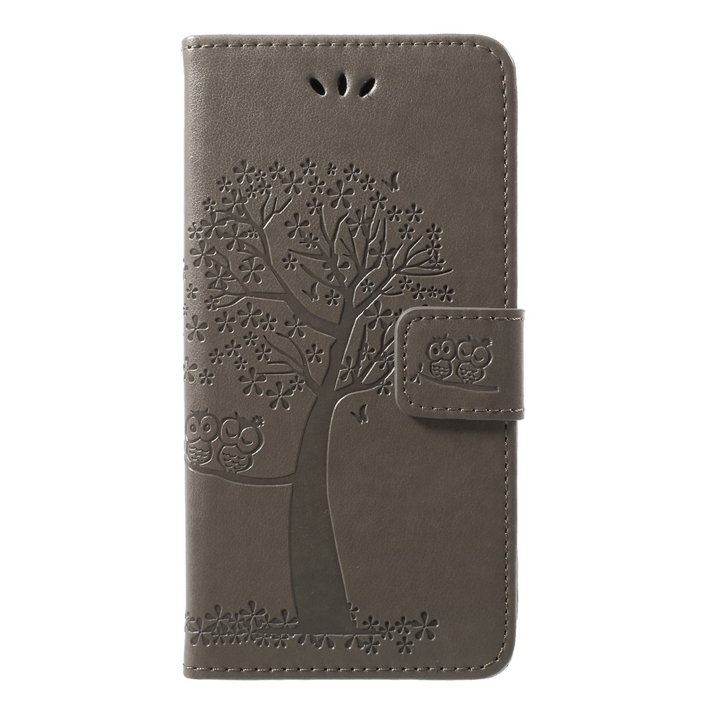 Imprint Tree Owl Pattern Wallet Leather Flip Stand Shell for Huawei P20 Lite / Nova 3e - Grey-1