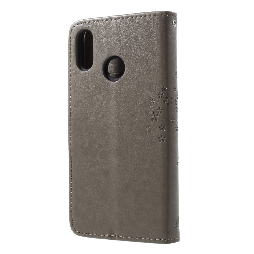 Imprint Tree Owl Pattern Wallet Leather Flip Stand Shell for Huawei P20 Lite / Nova 3e - Grey-2