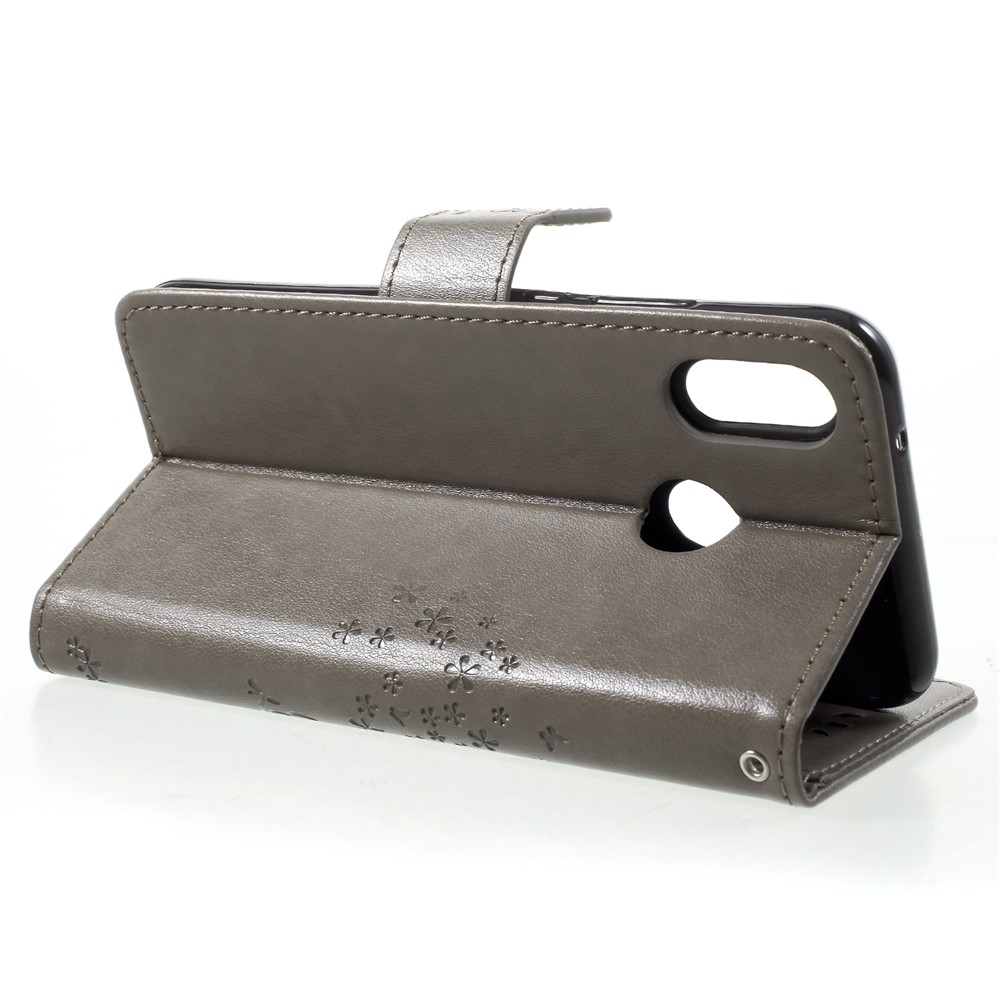 Imprint Tree Owl Pattern Wallet Leather Flip Stand Shell for Huawei P20 Lite / Nova 3e - Grey-4
