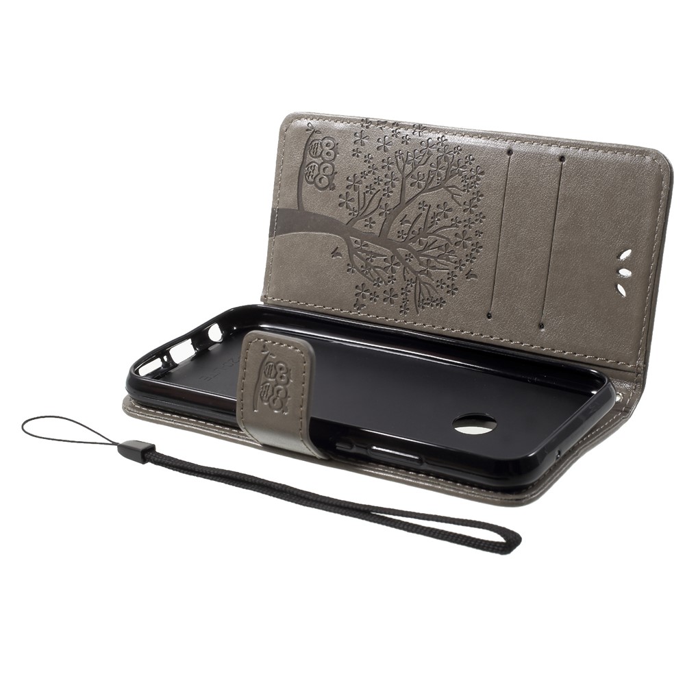 Imprint Tree Owl Pattern Wallet Leather Flip Stand Shell for Huawei P20 Lite / Nova 3e - Grey-5