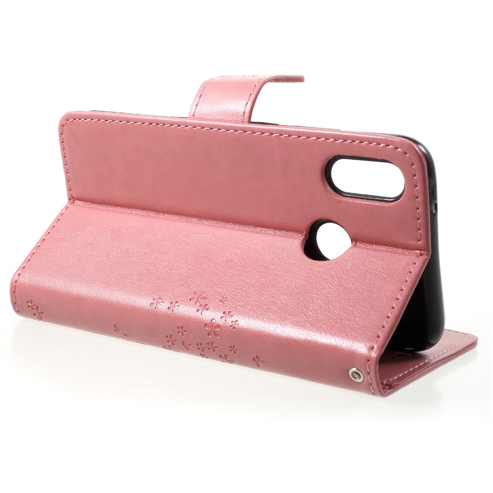 Impressum Baum Eule Muster Stehen Leder Magnetische Brieftasche Abdeckung Case Für Huawei P20 Lite / Nova 3e - Rosa-4
