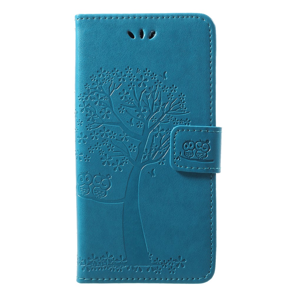 Imprint Tree Owl Pattern PU Leather Wallet Stand Phone Cover for Huawei P20 Lite / Nova 3e - Blue-1