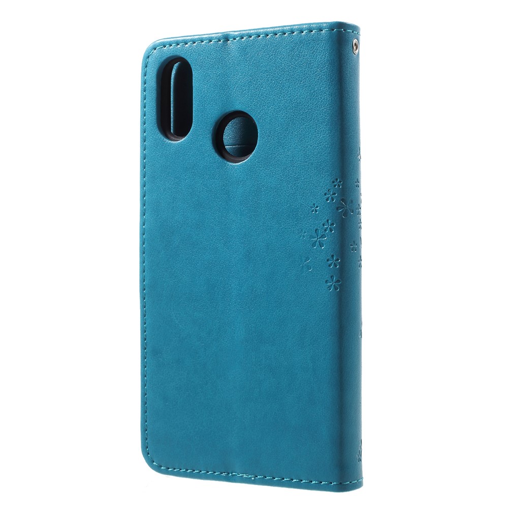 Imprint Tree Owl Pattern PU Leather Wallet Stand Phone Cover for Huawei P20 Lite / Nova 3e - Blue-2