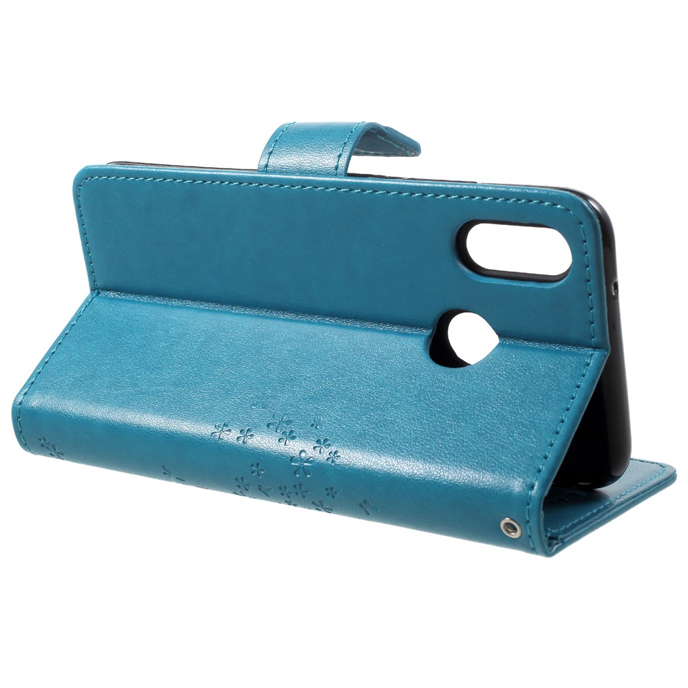 Imprint Tree Owl Pattern PU Leather Wallet Stand Phone Cover for Huawei P20 Lite / Nova 3e - Blue-4