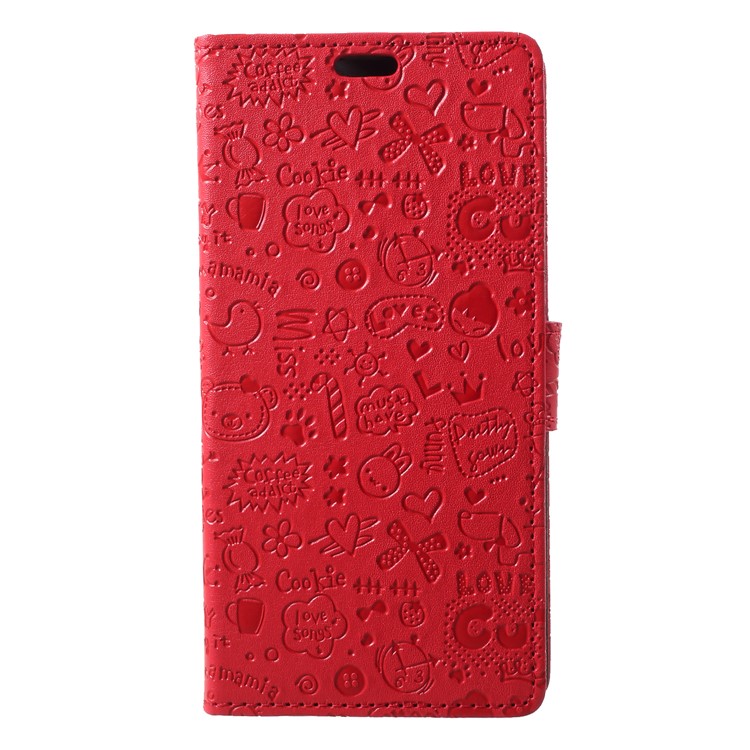 Cartoon Graffiti PU Leather Wallet Stand Case for Huawei P20 Pro - Red-3
