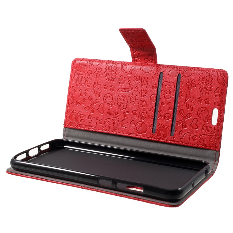 Cartoon Graffiti PU Leather Wallet Stand Case for Huawei P20 Pro - Red-5